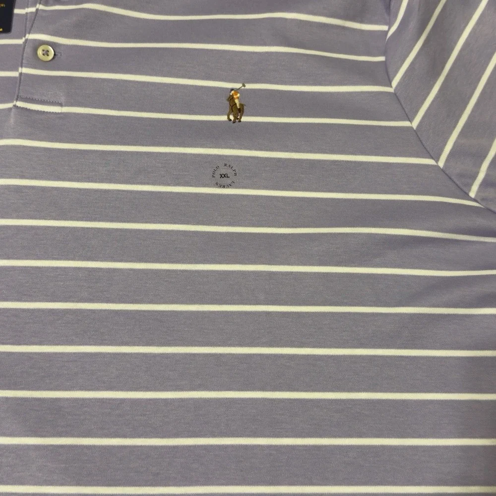 Polo Ralph Lauren Soft Cotton Polo Shirt Mens 2XL‎ Sky Lavender White Classic